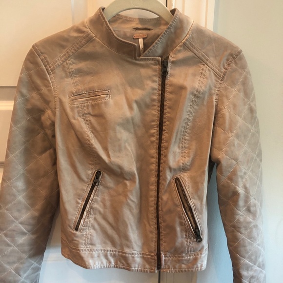 Free People Jackets Coats Tan Vegan Leather Jacket Poshmark